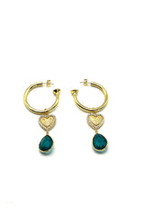 The Heart & Emerald Hoops
