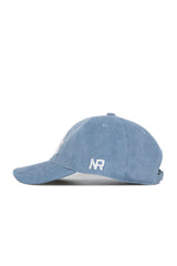 The No Rivals Kentucky Corduroy Hat in sky blue features an unstructured 6-panel design and white "NR" embroidery near the adjustable strap on the back.