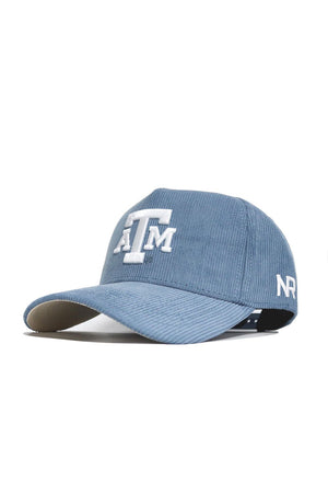 The No Rivals Texas A&M Corduroy Hat - Structured in Sky Blue features white lettering and a structured fit.