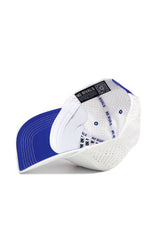 The LA Tech Gameday Hat is a blue and white snapback shown from the inside, featuring white panels with "NO RIVALS" printed on the lining and sweatband. It has a structured brim, vented sides, and is perfect for gameday.