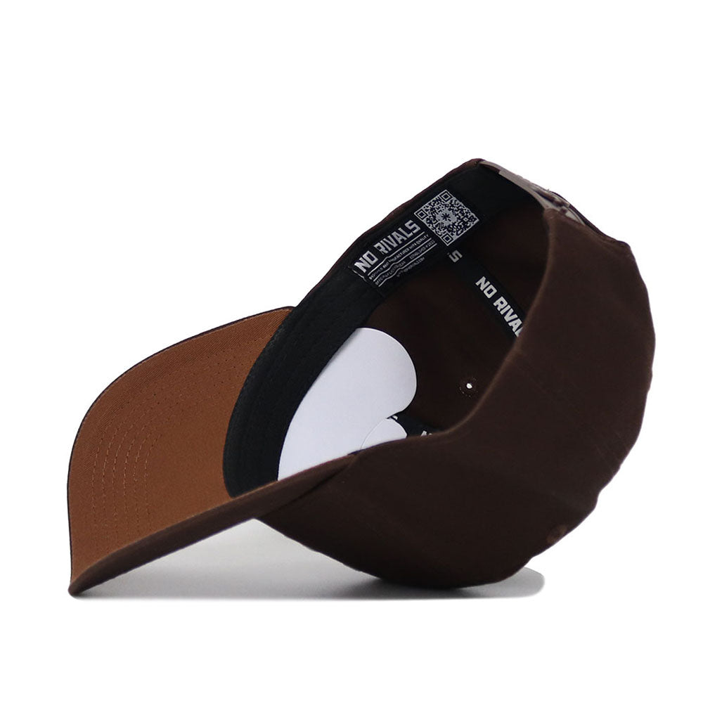 The Texas State Americano Hat is shown brown and upside down, highlighting its structured fit, premium cotton interior, visible label, and detailed stitching under the brim and inside the crown.
