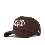 The Florida Atlantic (FAU) Americano Hat is a brown structured cotton cap with a white embroidered owl face on the front and “AR” lettering on the left side.