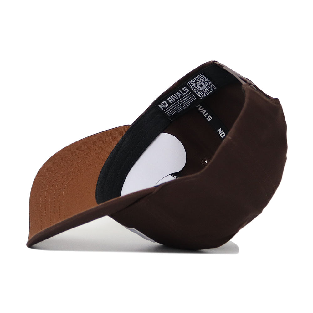 The Oklahoma State Americano Hat is shown upside down, displaying its inner lining, tags, and a black band featuring the words NO RIVALS in white.
