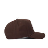 The Hawaii Americano Hat, a brown snapback baseball cap with a flat bill, visible stitching, and structured fit, is shown from the side against a plain white background.