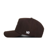 The Oregon State Americano Hat is a brown snapback with a structured fit, seen from the side, featuring white embroidered NR letters on the back side panel.