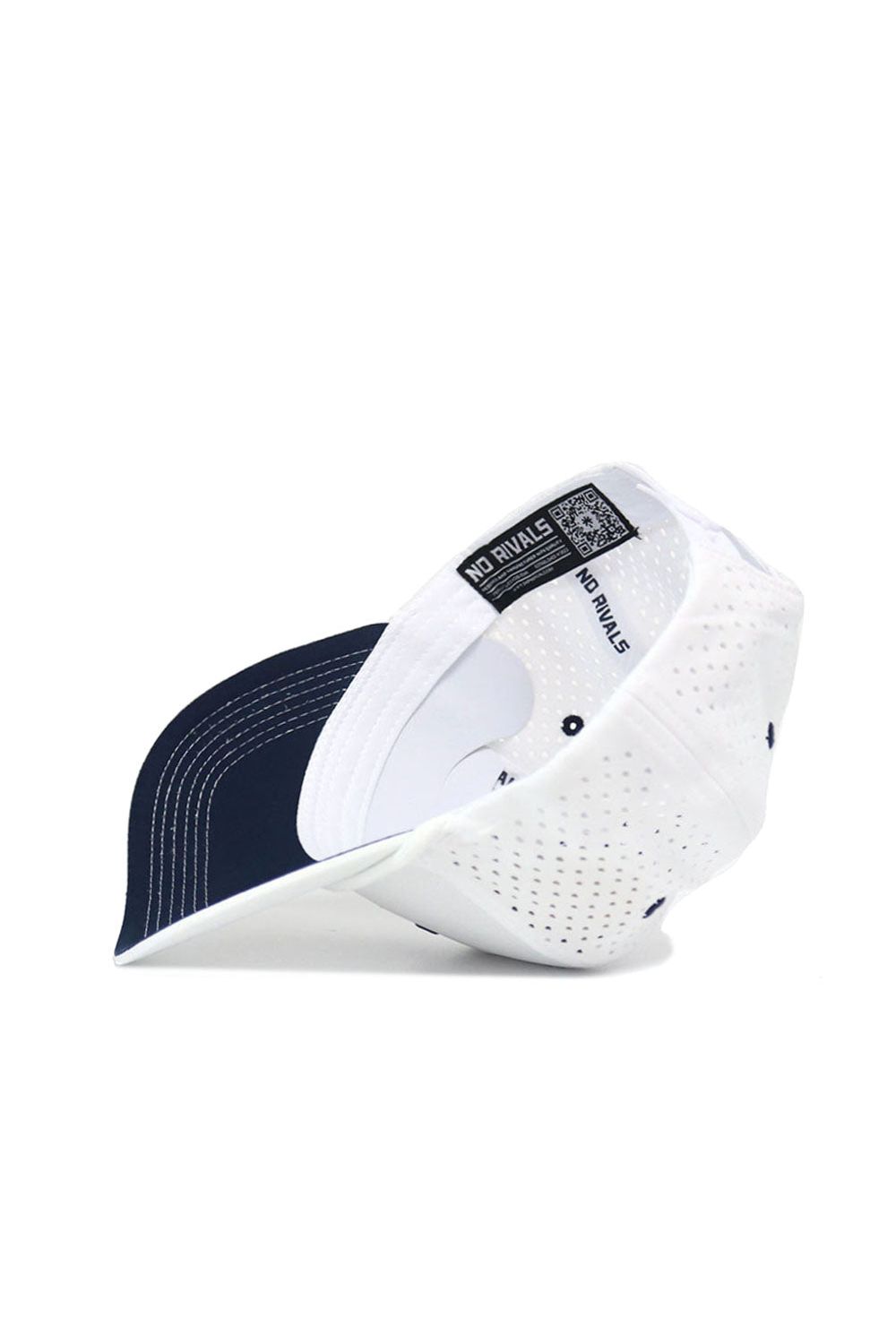 The Nevada Gameday Hat is a white perforated snapback with a dark blue underside and NO RIVALS text on the inner band, shown on its side to display the inside and part of the brim—perfect for your next gameday look.