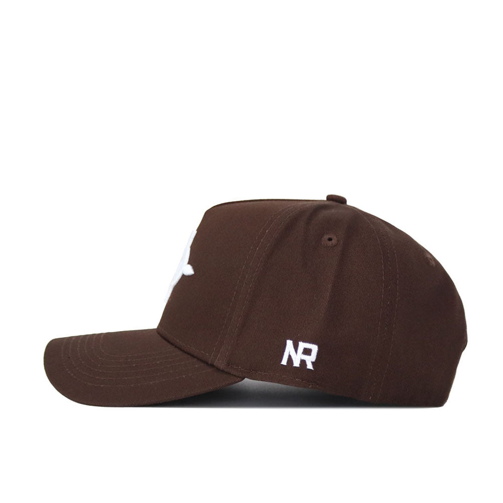 The San Diego State Americano Hat is a brown structured baseball cap, shown from the side, with white embroidered “NR” letters near the back.