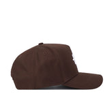 The San Diego State Americano Hat is a brown baseball cap with a structured fit, curved brim, white front design, visible stitching, top eyelets, and official licensing. Shown from the side.