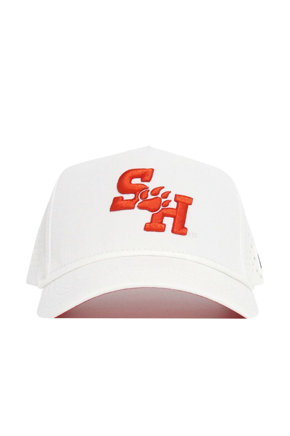 The Sam Houston State Gameday Hat is a white snapback with red embroidered S and H letters plus a paw print on the front—perfect for your gameday look.