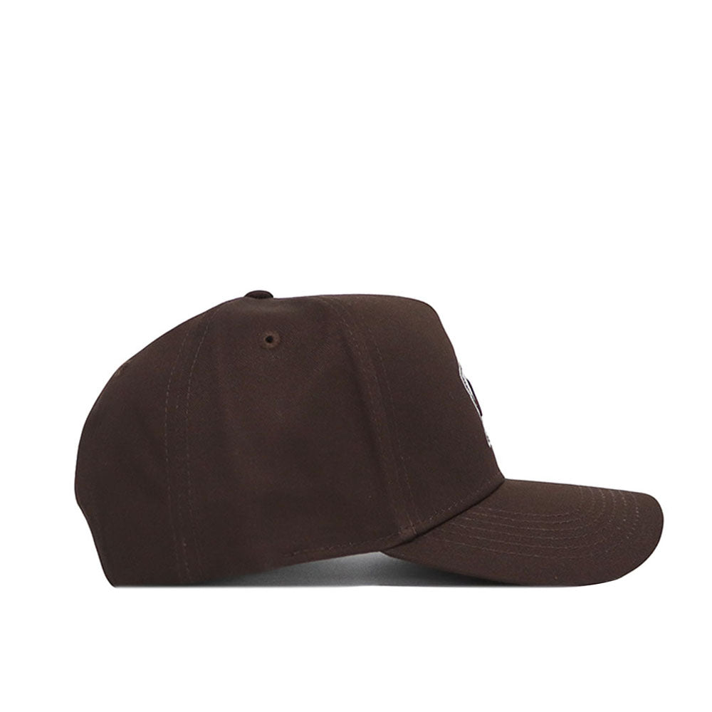 The University of Maryland Americano Hat, a high-quality cotton baseball cap in plain dark brown, is displayed from the side against a white background.