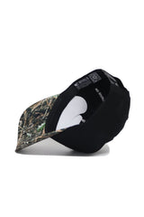 The Tennessee Camo Hat - Trailblazer Edition by No Rivals features a black structured fit with a camo brim, shown tilted to reveal "NO RIVALS" printed on the inner band. Crafted from high-quality cotton for comfort.