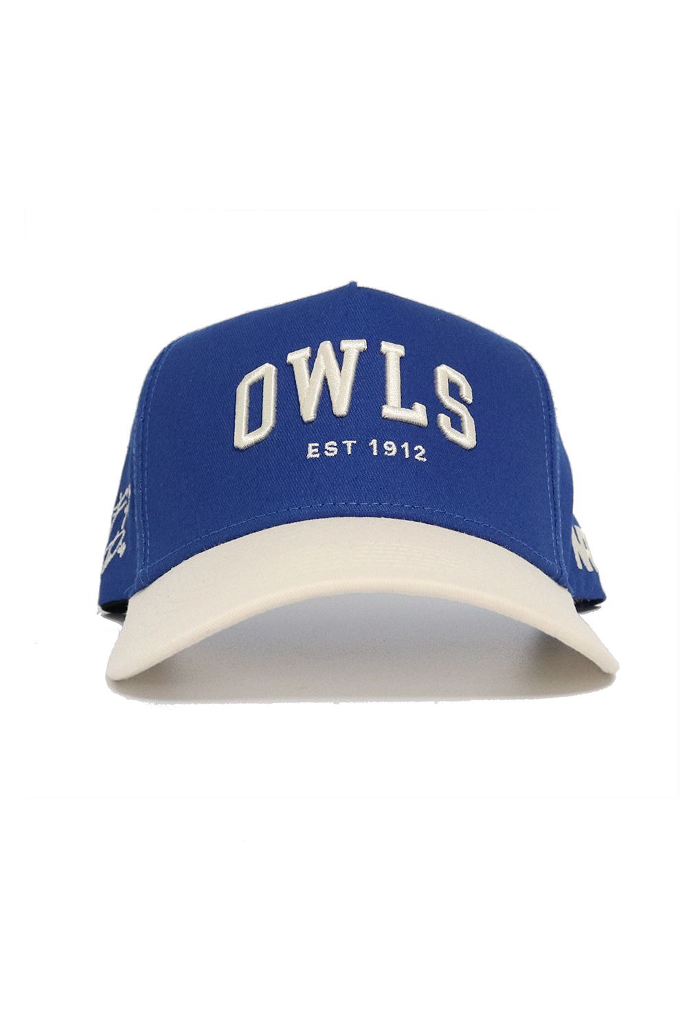 The No Rivals OWLS Established Hat is a blue snapback baseball cap with a white brim, featuring "OWLS" and "EST 1912" on the front—a perfect, officially licensed gameday accessory for true fans.