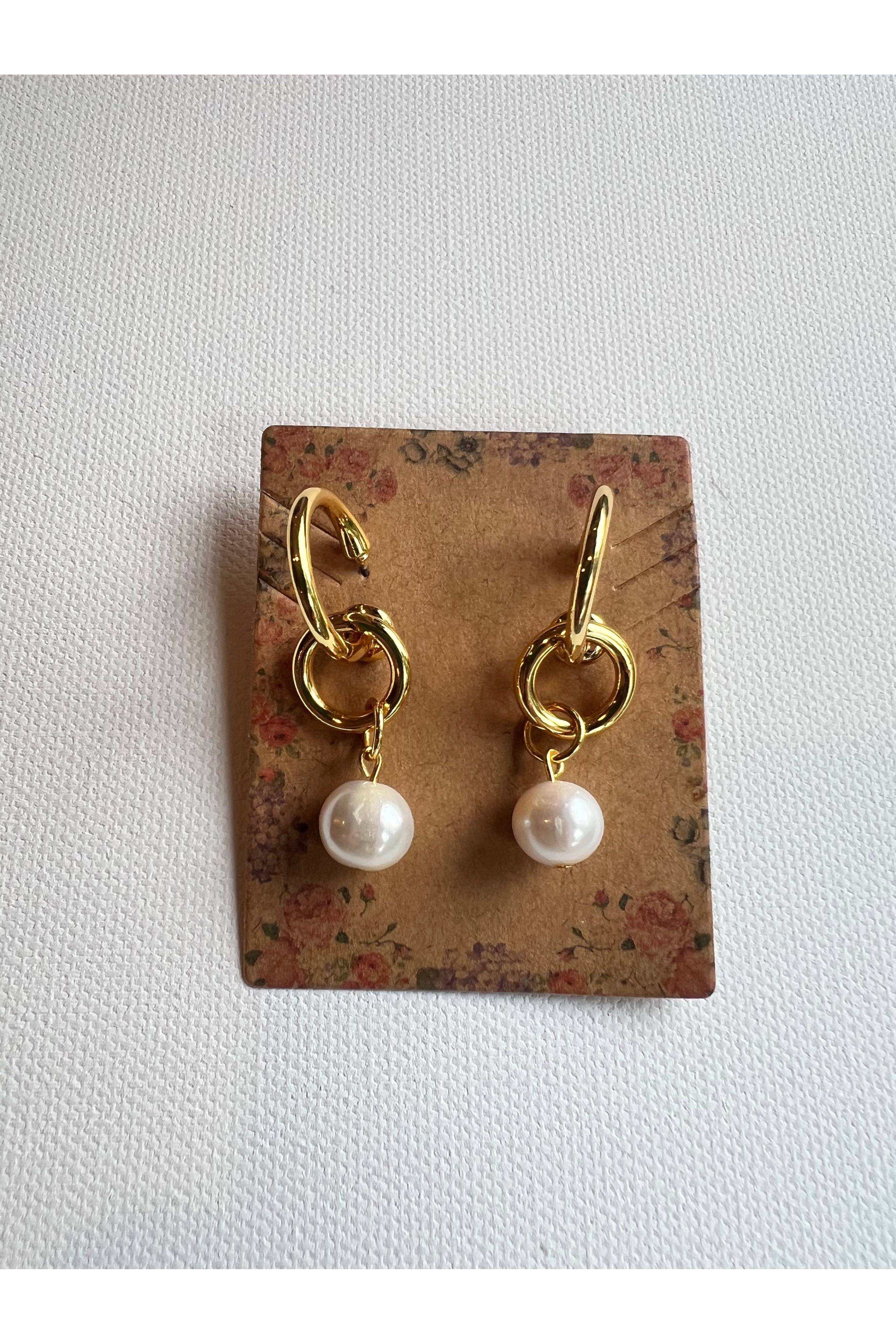 The Pearl Double Hoop Earrings