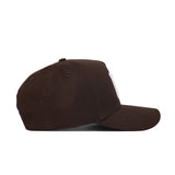 The Rutgers Americano Hat (B2B) is displayed from the side on a white background, featuring a brown cotton build, flat bill, structured fit, and distinct stitching details.