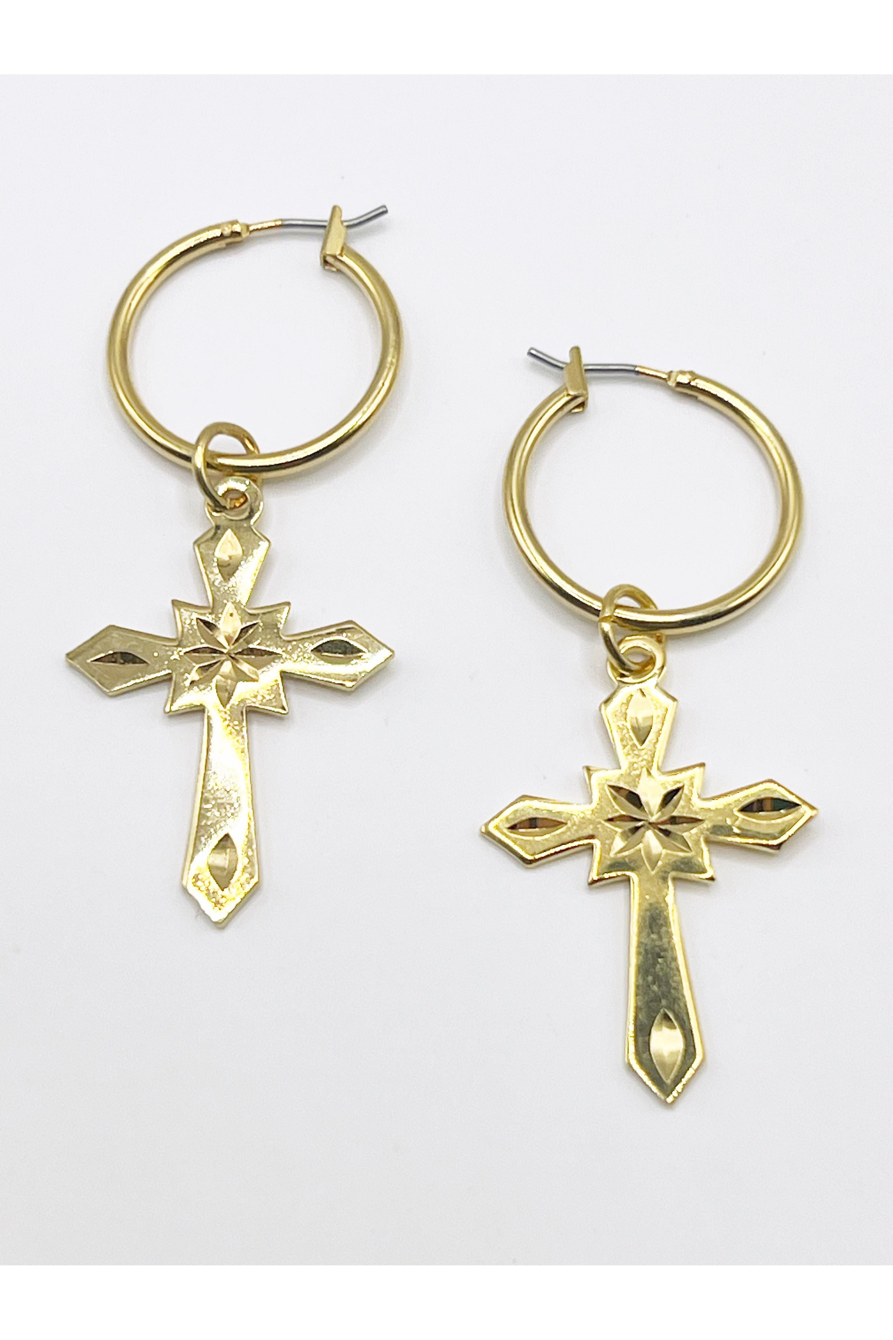 The Gold Cross Hoops
