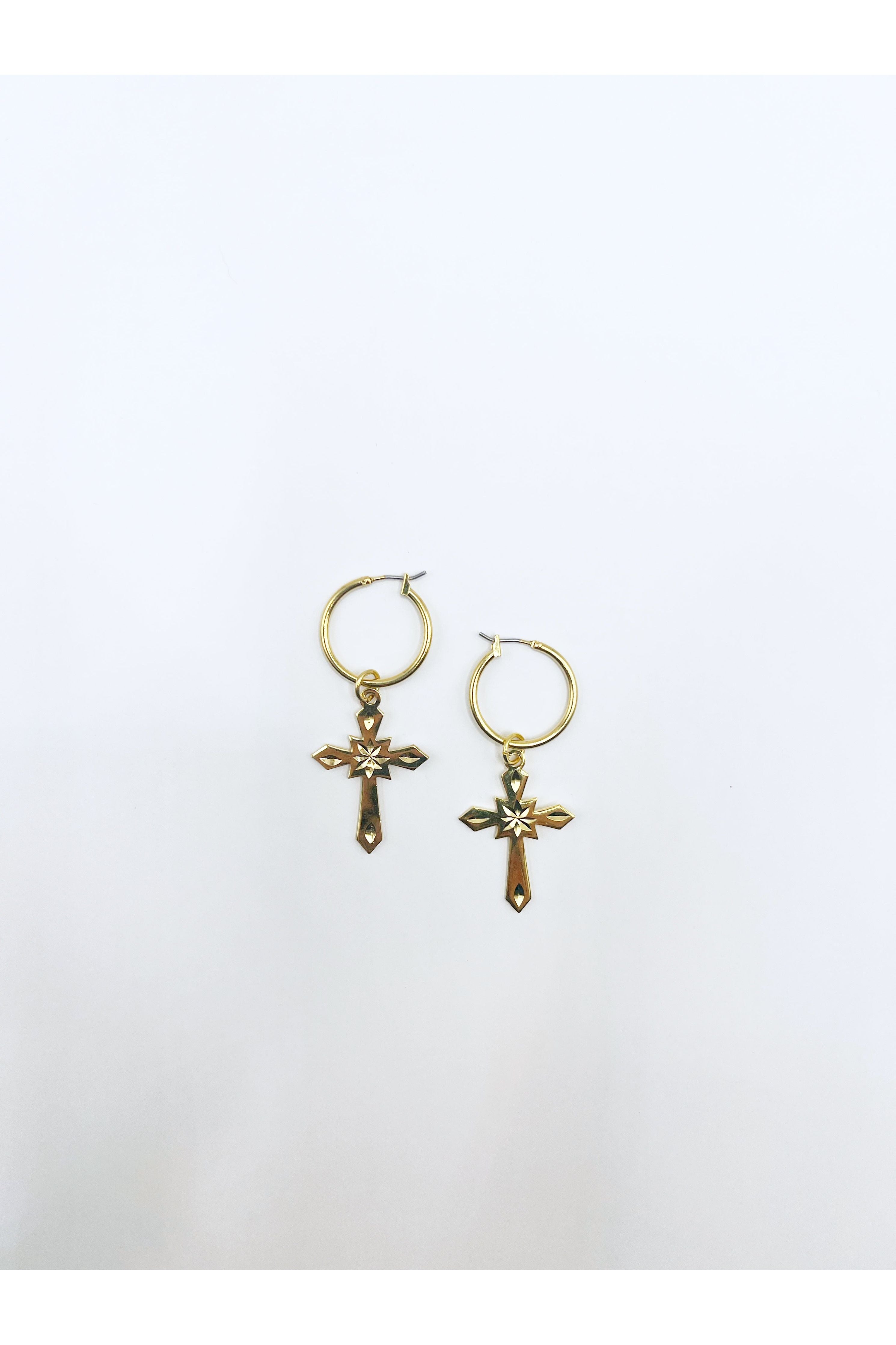 The Gold Cross Hoops