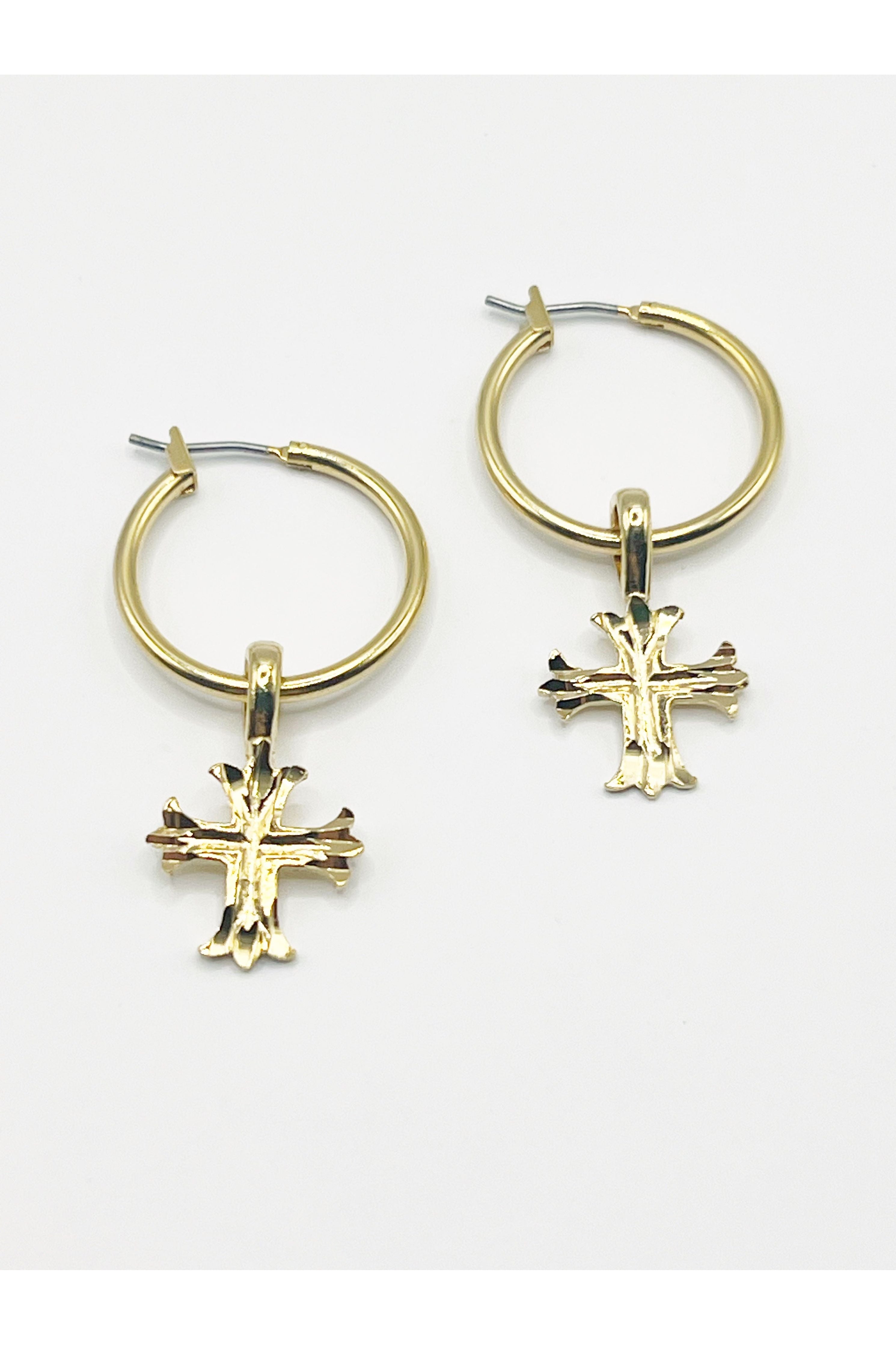 The Gold Cross Hoops