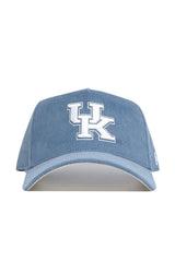The No Rivals Kentucky Corduroy Hat - Structured - Sky Blue (B2B) features a white embroidered UK logo on the front, representing the University of Kentucky. It's shown from the front on a white background.