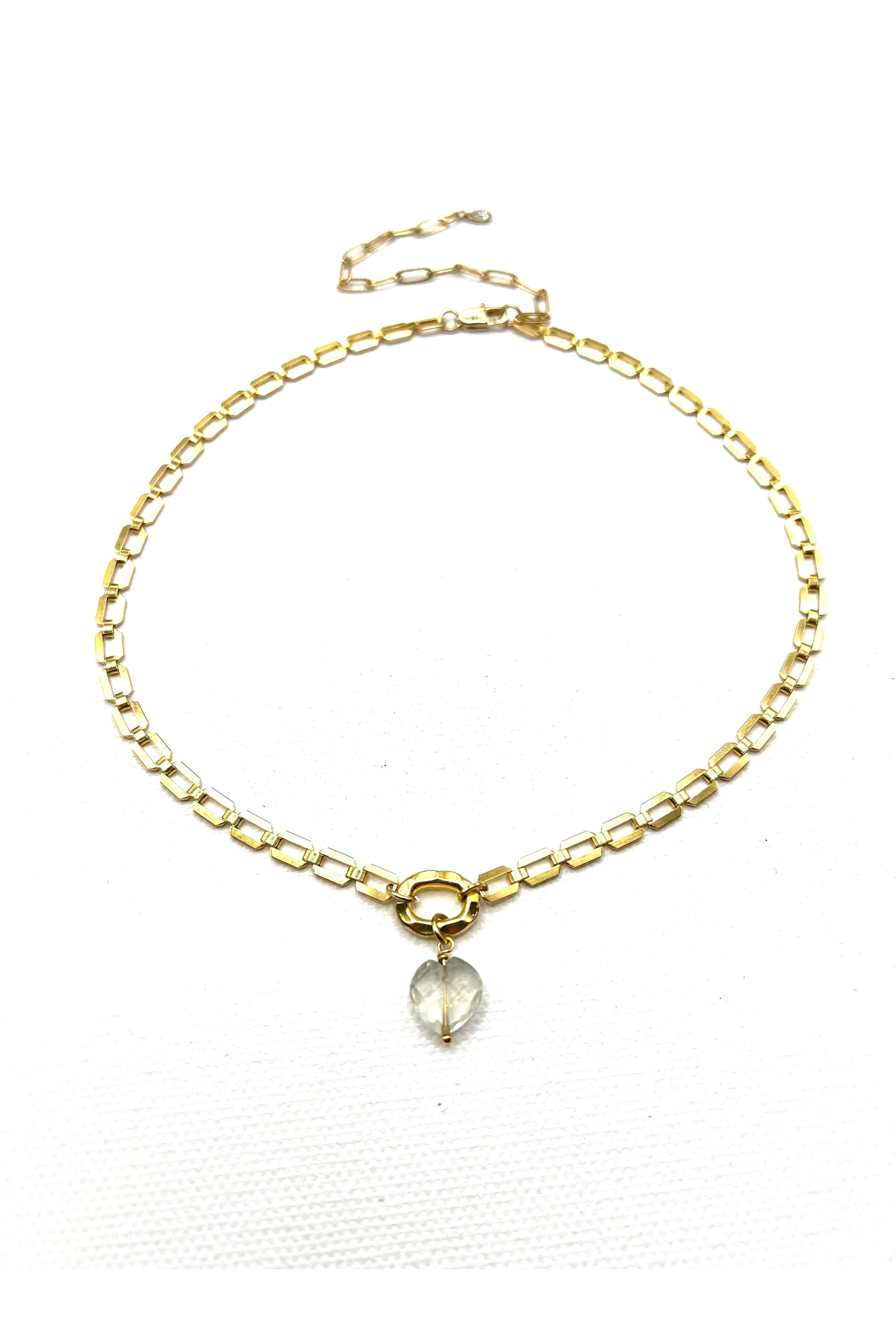 The Green Amethyst Stone Heart Choker
