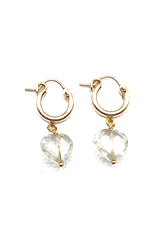 The Green Amethyst Stone Heart Hoops