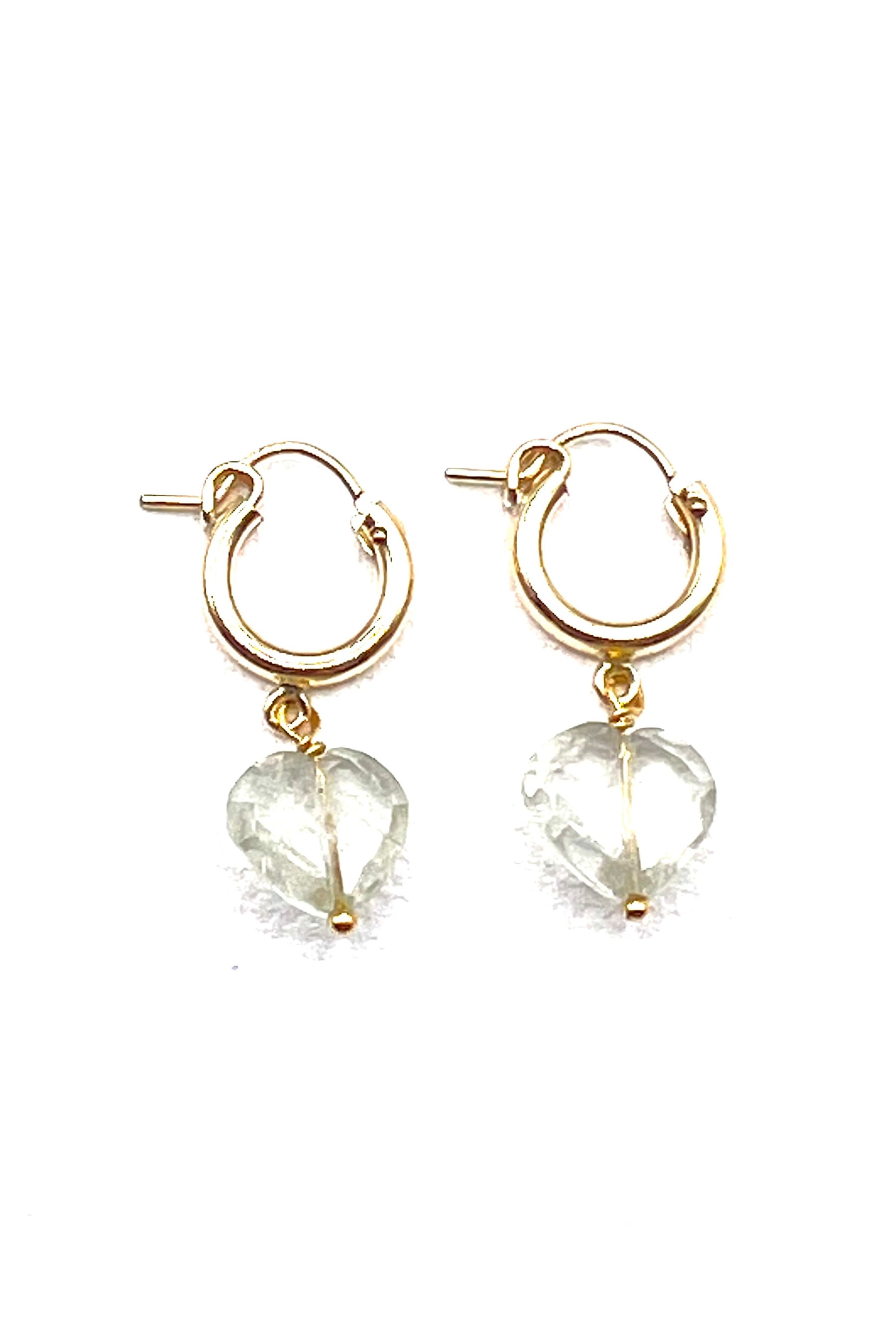 The Green Amethyst Stone Heart Hoops