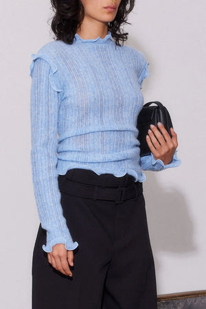 SAEMDI Ice Blue Frill Knit