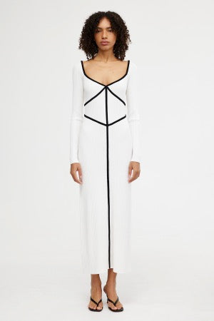 Maple Midi Dress Ivory Contrast