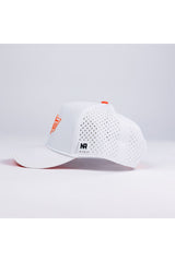 The No Rivals OSU Gameday Hat is a white baseball cap with perforated sides, an orange front logo, and an NR side patch. It features a Snap Back Adjustment for a perfect fit and is shown on a plain white background.
