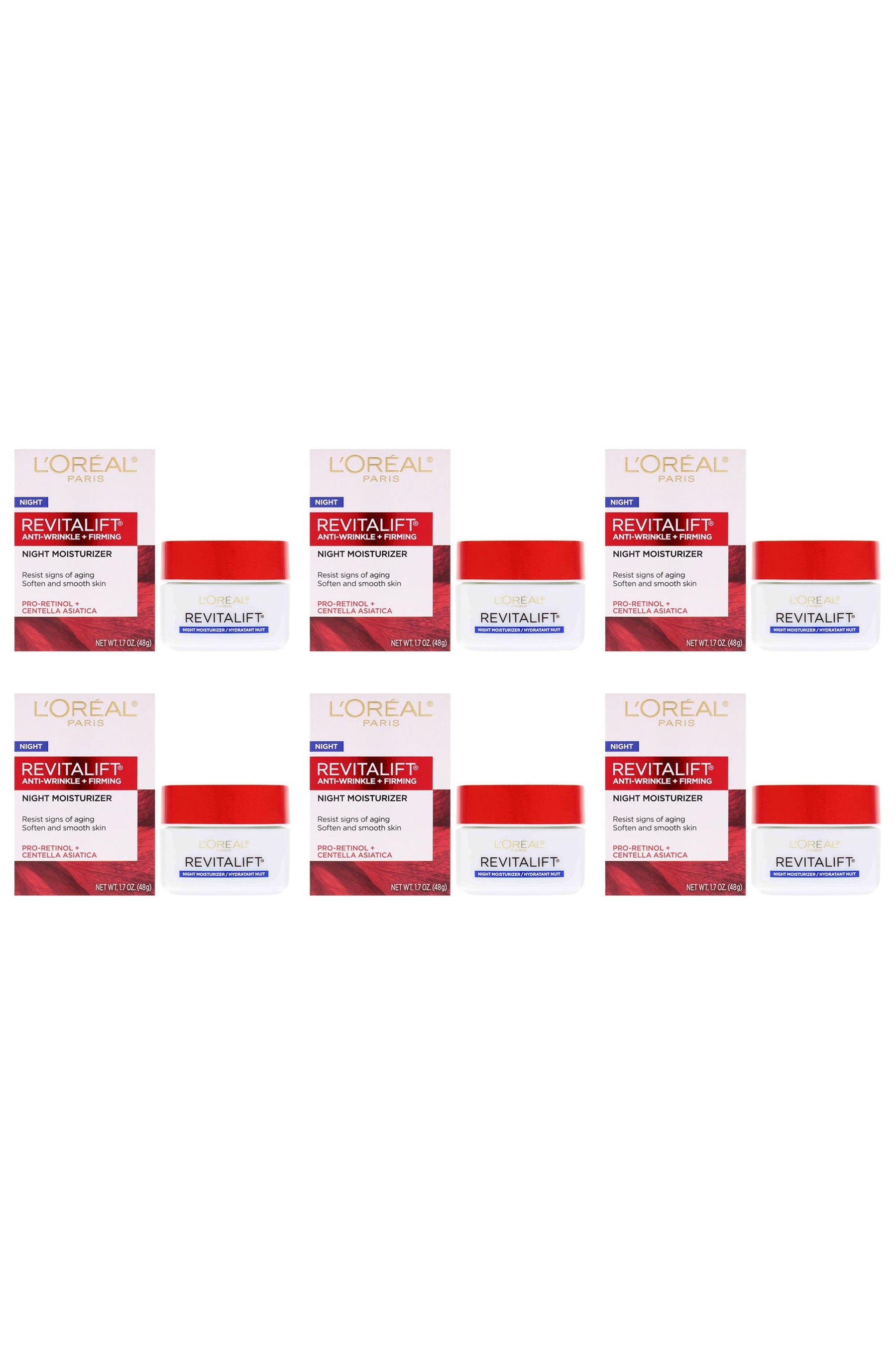 Revitalift Anti-Wrinkle and Firming Moisturizer by LOreal Paris for Unisex - 1.7 Cream - Pack of 6