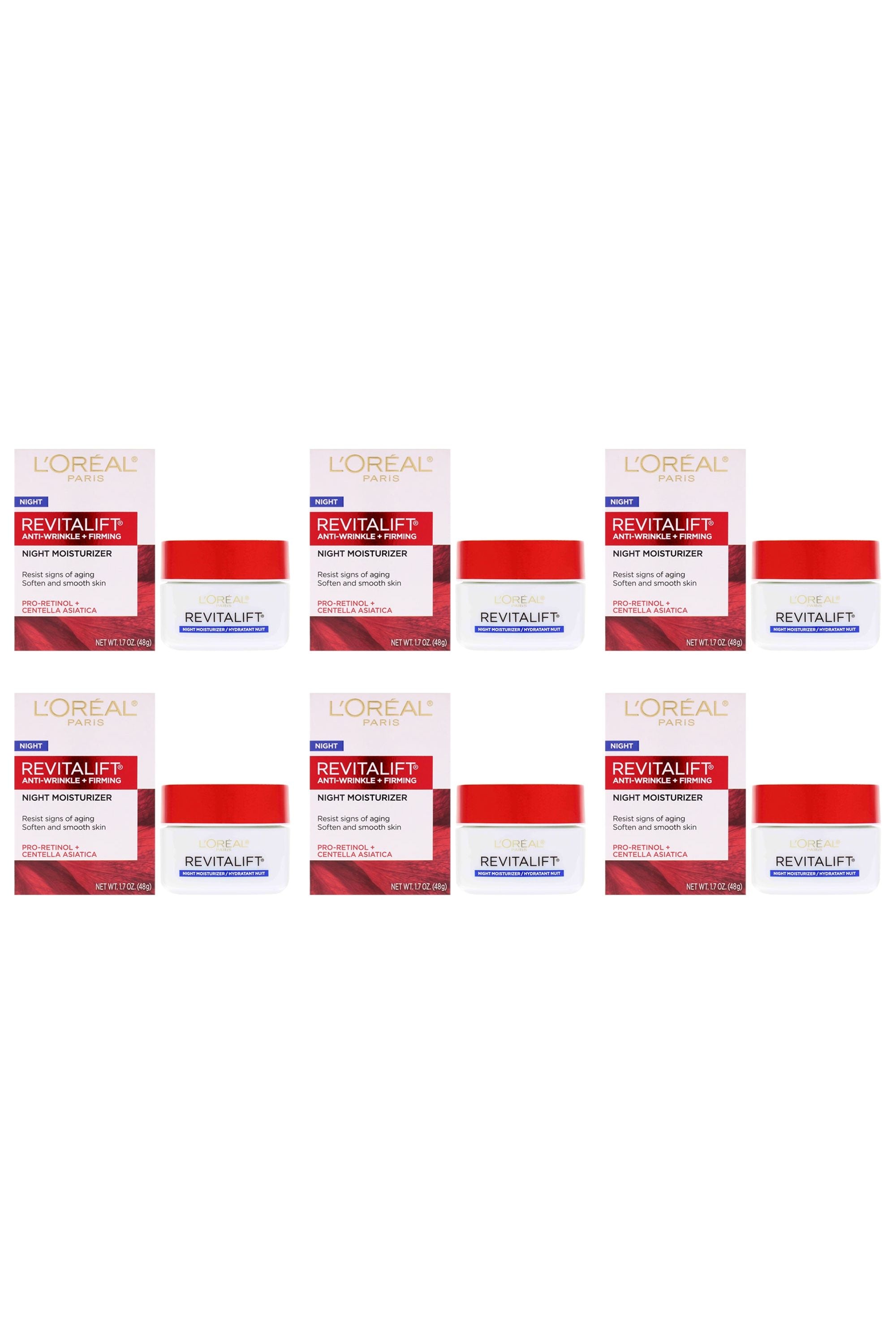Revitalift Anti-Wrinkle and Firming Moisturizer by LOreal Paris for Unisex - 1.7 Cream - Pack of 6