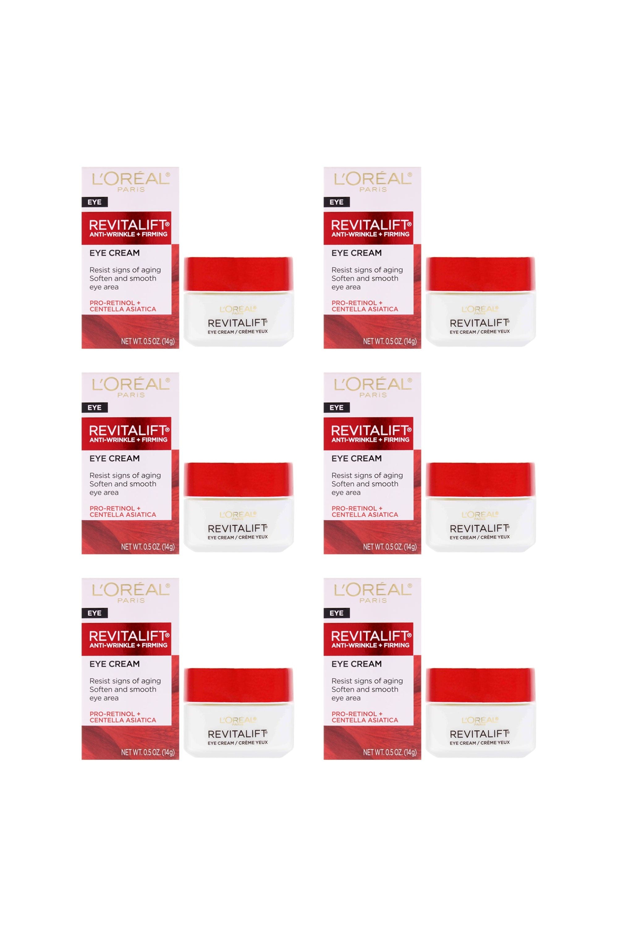 Revitalift Anti-Wrinkle and Firming Eye Treatment by LOreal Paris for Unisex - 0.5 Cream - Pack of 6