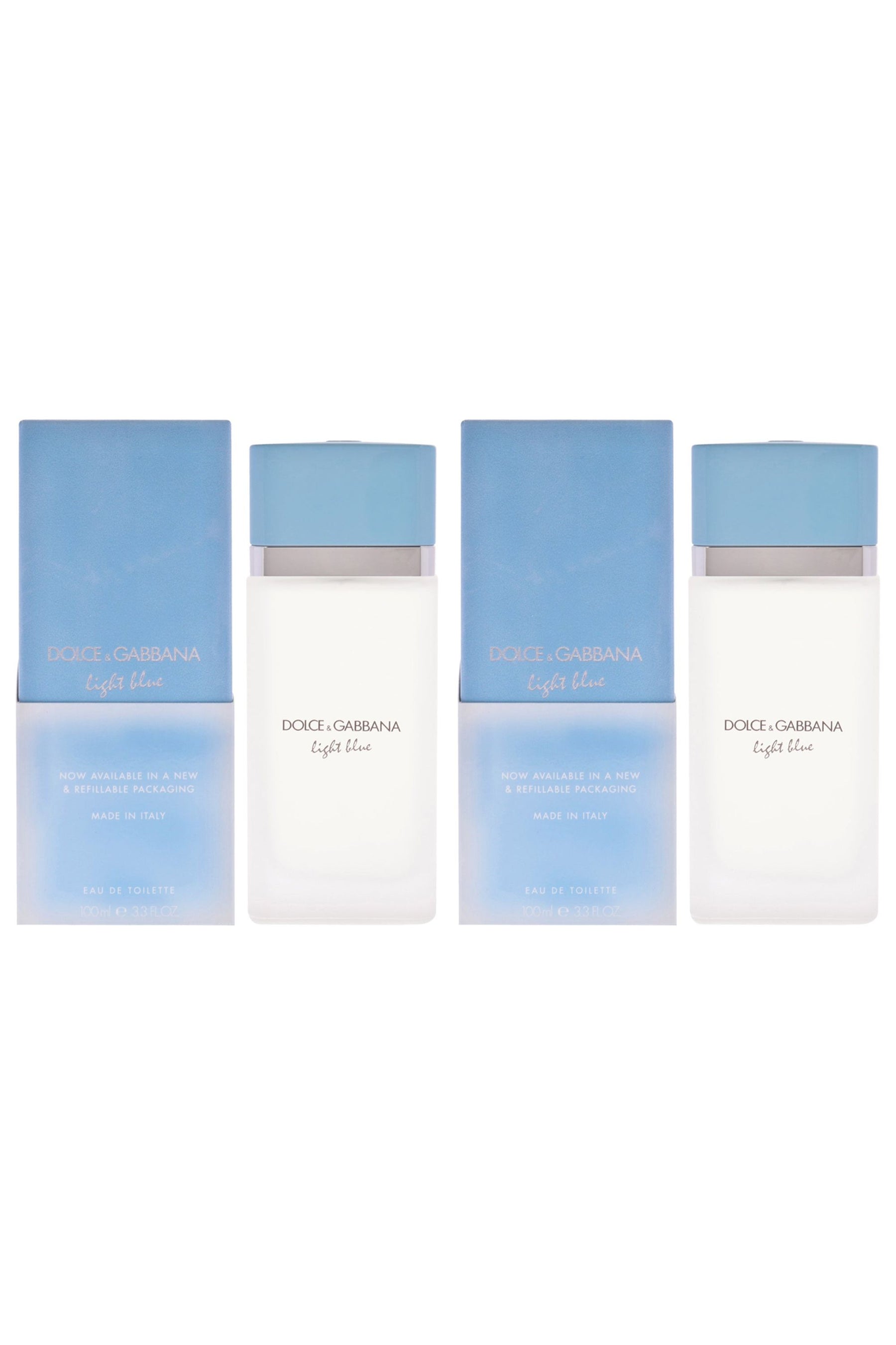 Light Blue by Dolce and Gabbana for Women - 3.3 oz EDT Spray (Refillable) - Pack of 2