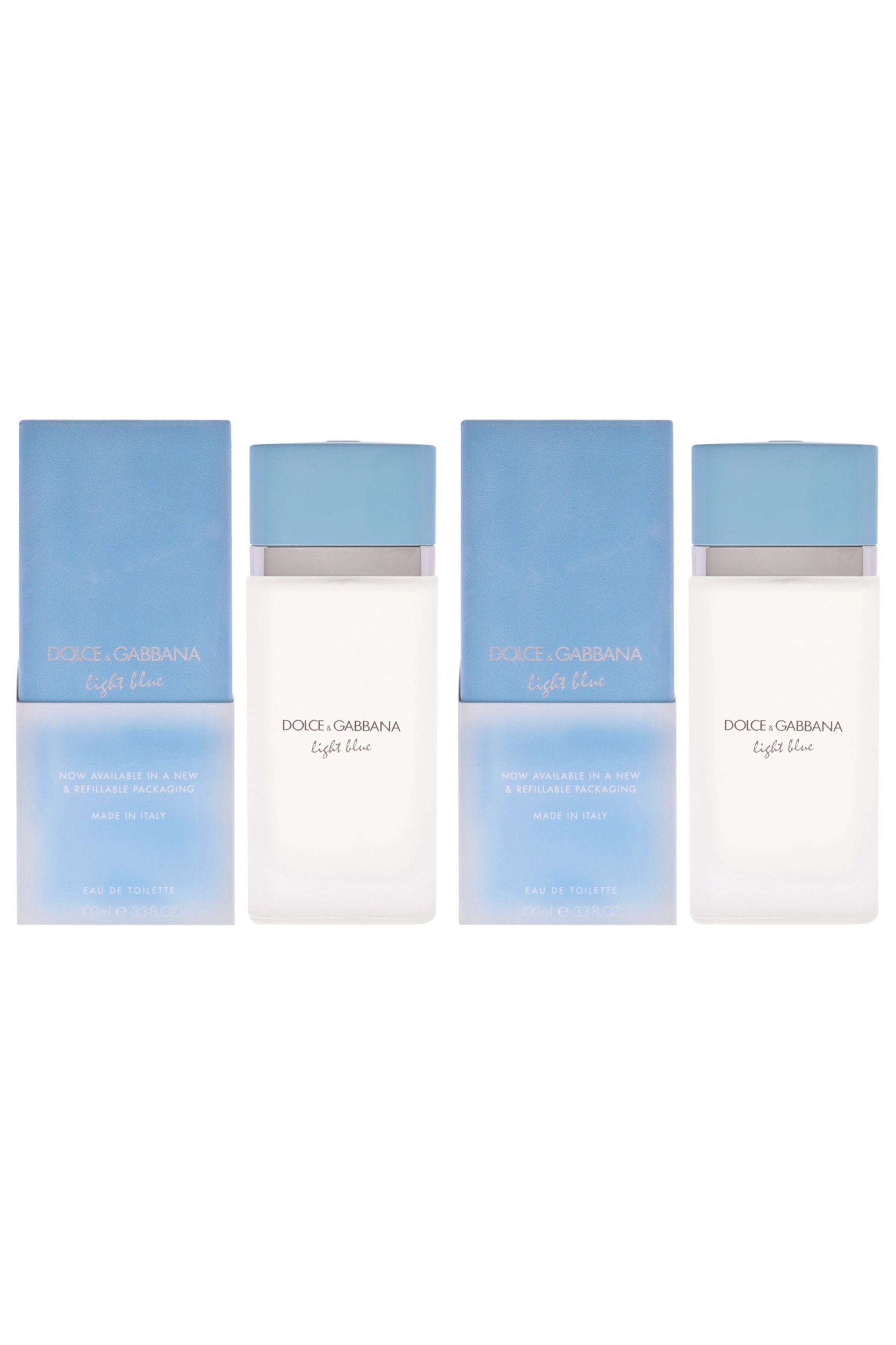 Light Blue by Dolce and Gabbana for Women - 3.3 oz EDT Spray (Refillable) - Pack of 2