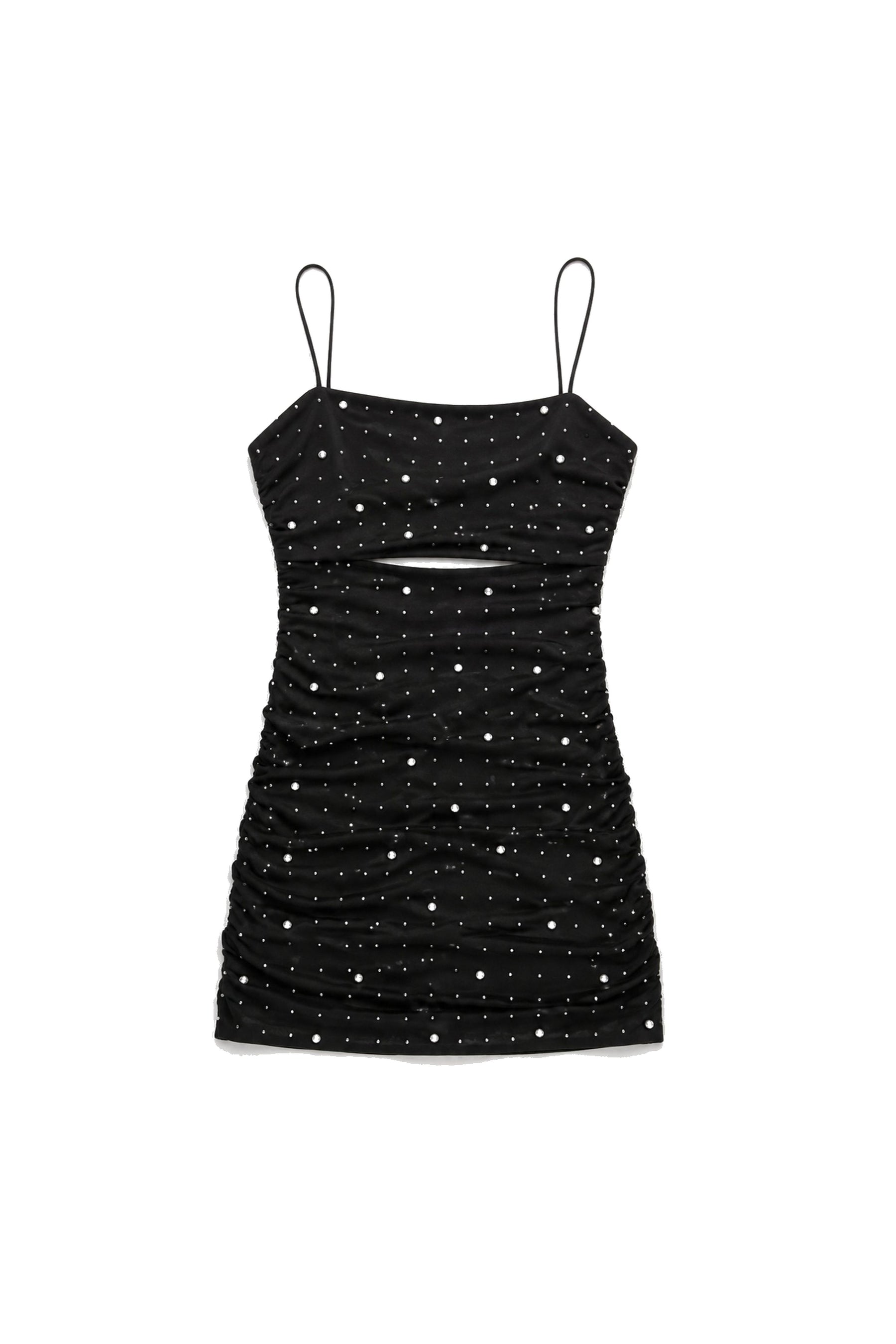 Maddison Black Pearl & Stud Mesh Cut Out Dress
