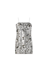 Lena Silver Flower Sequin Dress