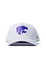 The No Rivals Kansas State Gameday Hat is a white structured cap with a purple wildcat head logo on the front, ideal for game day and shown against a plain white background.