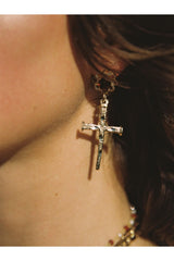 The Aria Ruby Cross Earrings
