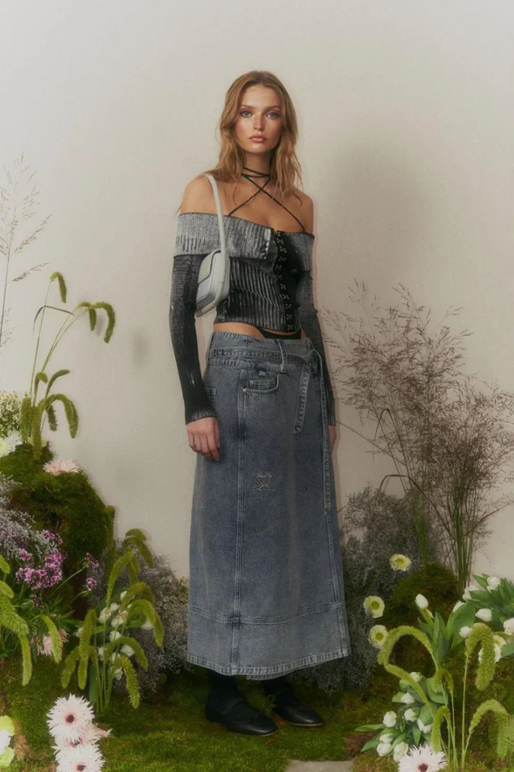 House of Sunny Low Rider Denim Skirt
