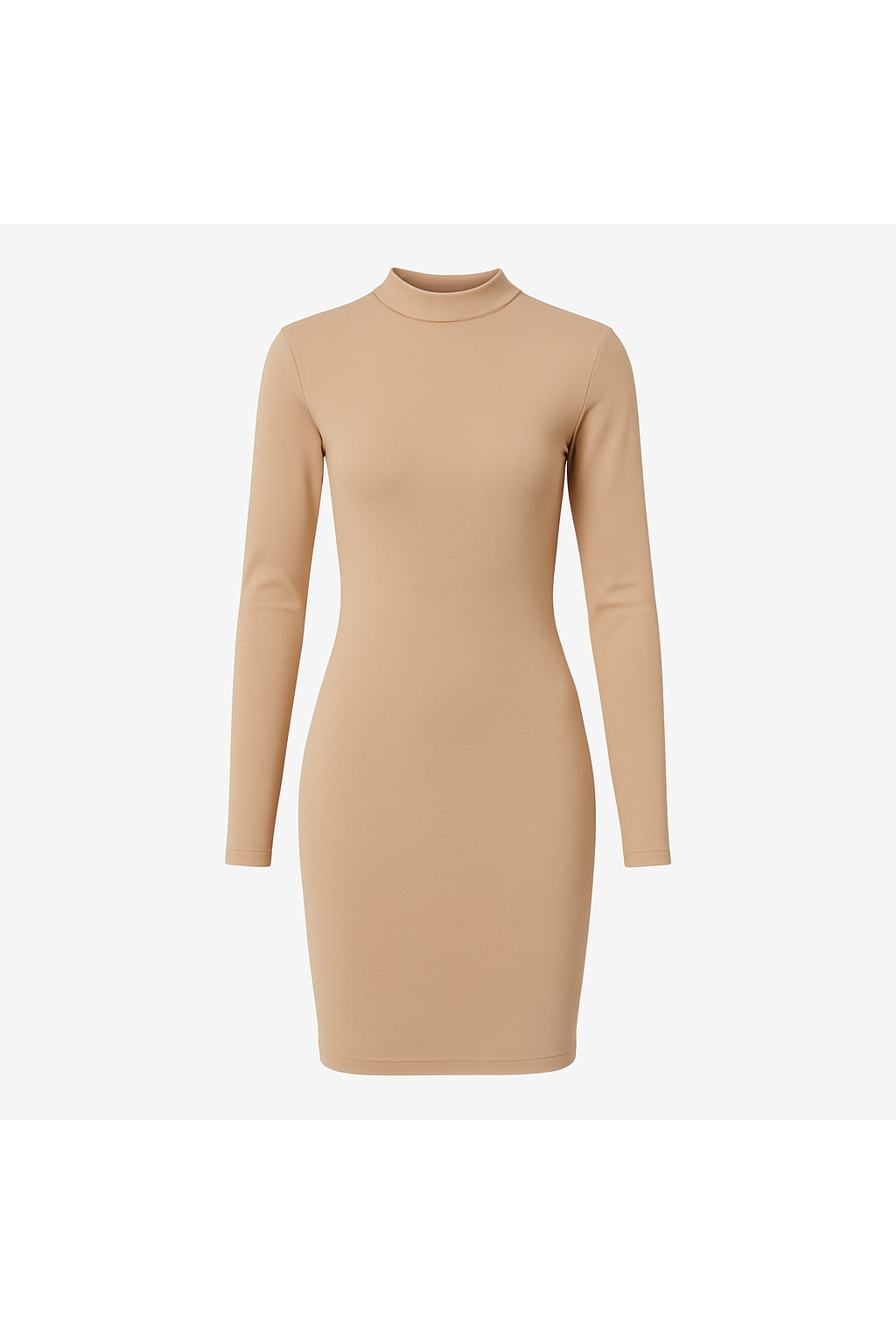 Beige long-sleeve dress on a white background