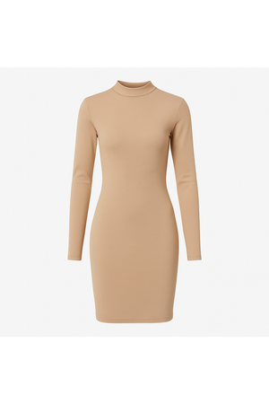 Beige long-sleeve dress on a white background