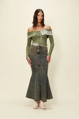 House of Sunny Off The Shoulder Fade Knit