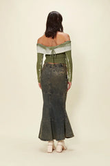 House of Sunny Off The Shoulder Fade Knit