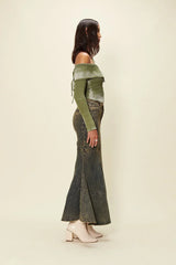 House of Sunny Off The Shoulder Fade Knit