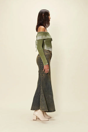 House of Sunny Off The Shoulder Fade Knit