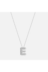 The Pave Single Block Initial Necklace | Gold