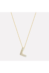 The Pave Single Block Initial Necklace | Gold
