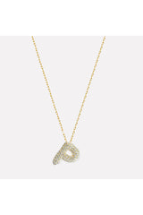 The Pave Single Block Initial Necklace | Silver