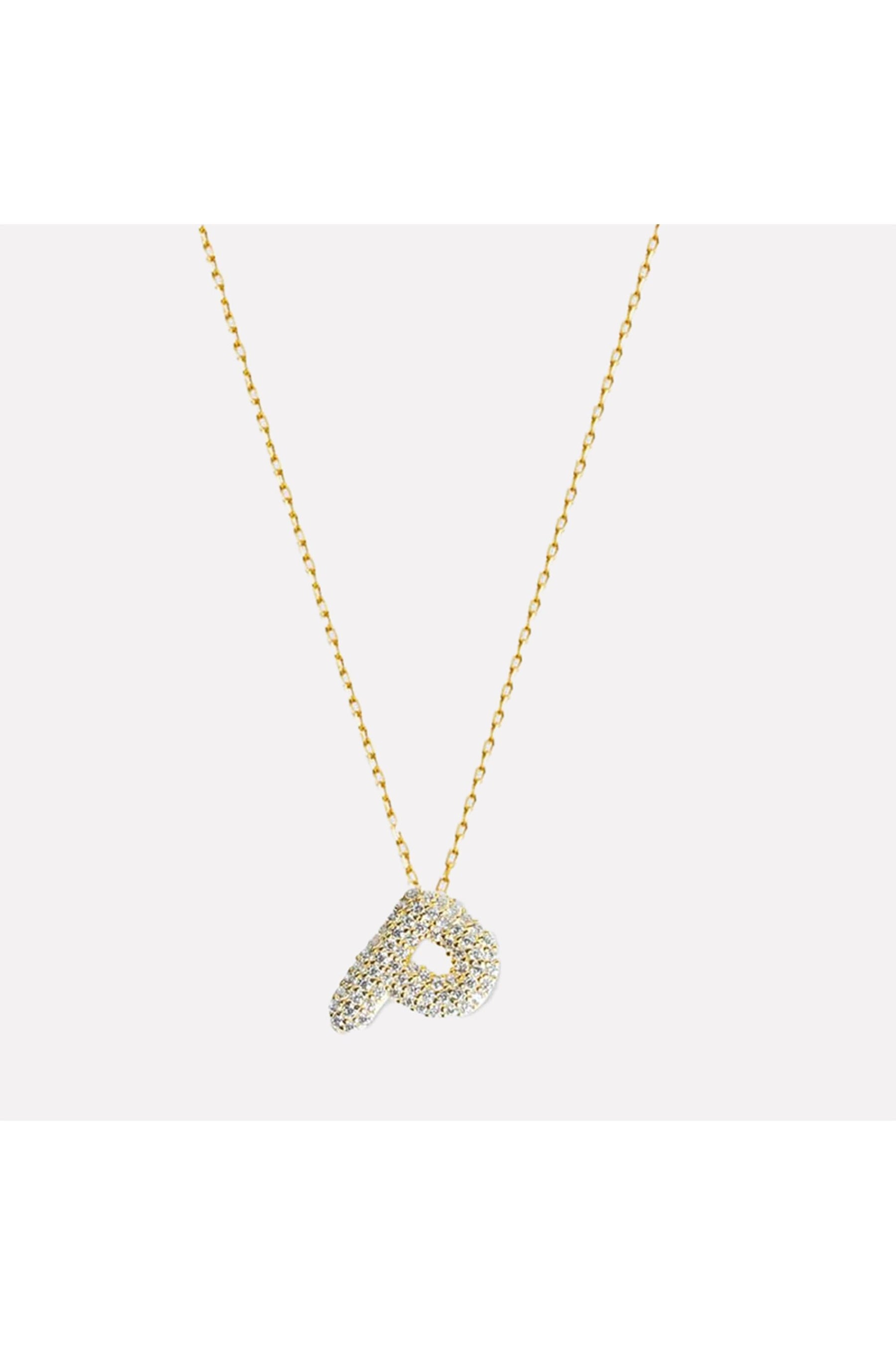The Pave Single Block Initial Necklace | Silver