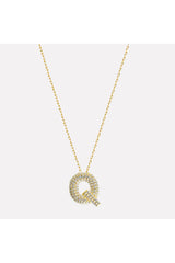 The Pave Single Block Initial Necklace | Silver