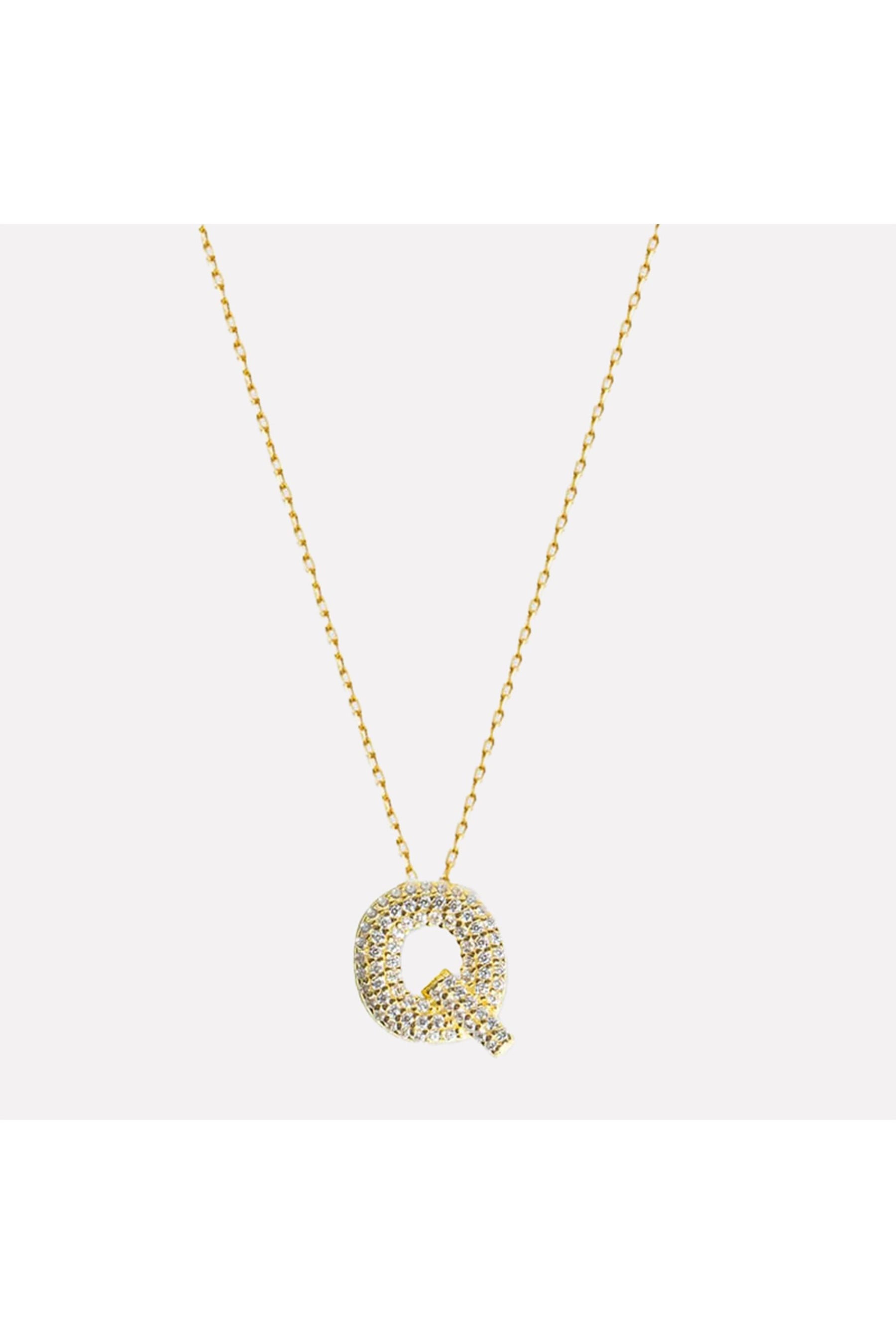 The Pave Single Block Initial Necklace | Silver